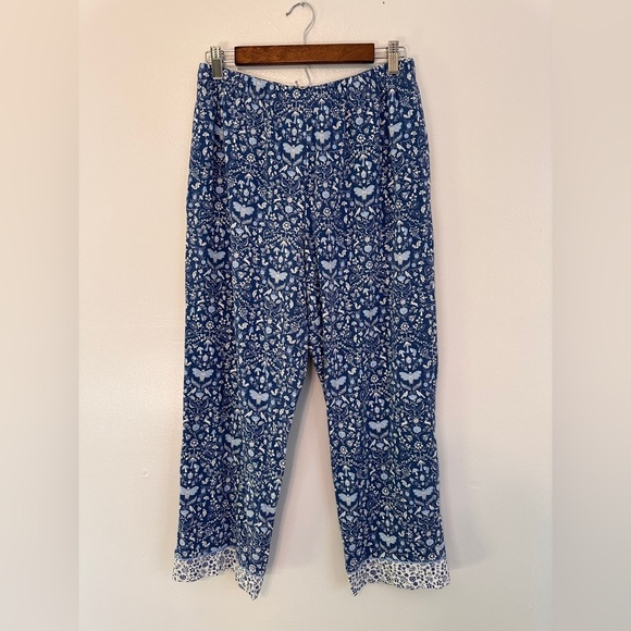 Bedhead Through The Woods Knit 3/4 Sleeve Notch Collar Cropped Pajama Set Medium - Picture 6 of 10